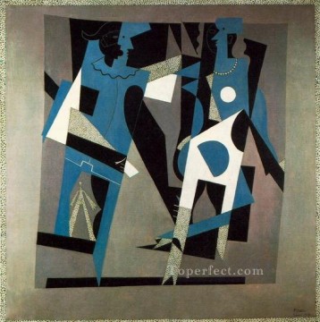 抽象的かつ装飾的 Painting - アルルカンとファム・オ・コリエ 1917 キュビスト